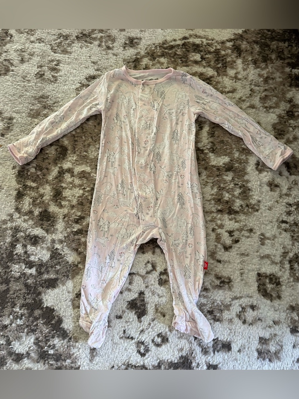 Magnetic Me Light Pink Woodland Print Footed One-Piece